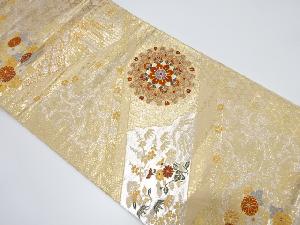 華紋に秋草・枝梅模様織出し袋帯